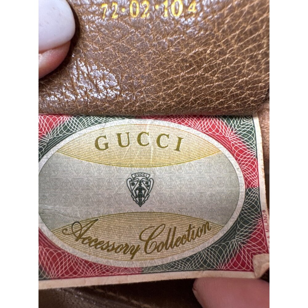 Vintage Gucci Brown Pebbled Leather Shoulder Bag W/Gold Hardware & Red Trim - Picture 7 of 16